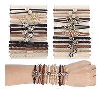 YONOY Lot de 25 élastiques à cheveux bohèmes pour femme, 5 styles, jolis bracelets à cheveux pour cheveux fins et épais, sans dommages