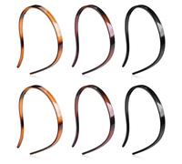 YONOY Lot de 6 bandeaux en plastique conçus pour les lunettes, sans pression, sans maux de tête, confortables pour femme, tendance, fins, antidérapants (noir, tortue, café)