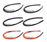 YONOY Lot de 6 bandeaux fins en plastique pour femmes, peignes à dents antidérapants pour femmes, hommes, filles