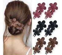 YONOY Lot de 6 pinces à cheveux en forme de fleur mate - Élégantes et plates - Pour tous les types de cheveux - Antidérapantes - Accessoires de cheveux élégants pour femmes et filles