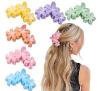 YONOY Lot de 6 pinces à cheveux en forme de fleur pour femme, antidérapantes et mates, pinces à cheveux hawaïennes, grandes pinces à cheveux en forme de fleur de plumeria, accessoires pour cheveux de