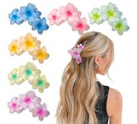 YONOY Lot de 6 pinces à cheveux en forme de fleur pour femme, pinces à cheveux hawaïennes pour femmes, grandes pinces à cheveux en forme de fleur de plumeria, accessoires pour cheveux de plage