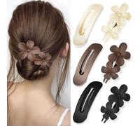 YONOY Lot de 6 pinces à cheveux plates, 2 styles de pinces à cheveux pour cheveux épais et fins, pinces à cheveux en forme de fleur mate, accessoires de cheveux élégants pour femmes et filles