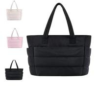 Yonruit Large Tote Bag with Zipper,Brown-Sleek Large Tote Bag with Zipper and Pockets,Nurse Bag for Women (Black,One Size)