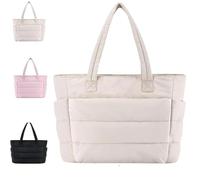 Yonruit Large Tote Bag with Zipper,Brown-Sleek Large Tote Bag with Zipper and Pockets,Nurse Bag for Women (White,One Size)