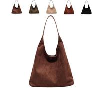 Yonruit Suede Bags for Women,Brown Suede Bag,Retro Suede Slouchy Tote Bags,Suede Shoulder Bag for Work (Brown,One Size)