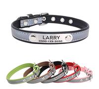 Yonsbox Collier Microfibre Réfléchissant pour Petit Moyen Grand Chien Chat Male Femelle Personnalisé Plaque Identification Médaille Collier Chien Chat Chaton Chiot Fille Gravée Nom Numéro Téléphone