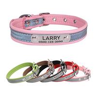 Yonsbox Collier Microfibre Réfléchissant pour Petit Moyen Grand Chien Chat Male Femelle Personnalisé Plaque Identification Médaille Collier Chien Chat Chaton Chiot Fille Gravée Nom Numéro Téléphone