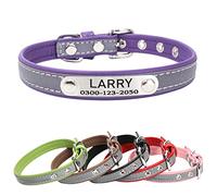 Yonsbox Collier Microfibre Réfléchissant pour Petit Moyen Grand Chien Chat Male Femelle Personnalisé Plaque Identification Médaille Collier Chien Chat Chaton Chiot Fille Gravée Nom Numéro Téléphone