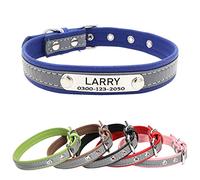 Yonsbox Collier Microfibre Réfléchissant pour Petit Moyen Grand Chien Chat Male Femelle Personnalisé Plaque Identification Médaille Collier Chien Chat Chaton Chiot Fille Gravée Nom Numéro Téléphone