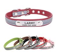 Yonsbox Collier Microfibre Réfléchissant pour Petit Moyen Grand Chien Chat Male Femelle Personnalisé Plaque Identification Médaille Collier Chien Chat Chaton Chiot Fille Gravée Nom Numéro Téléphone