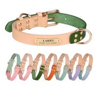 Yonsbox Collier Personnalisé pour Chien en Cuir Véritable avec Plaque Gravée Silencieuse - Collier Réglable Anti-Bruit et Robuste pour Petit, Moyen et Grand Chien