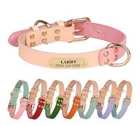 Yonsbox Collier Personnalisé pour Chien en Cuir Véritable avec Plaque Gravée Silencieuse - Collier Réglable Anti-Bruit et Robuste pour Petit, Moyen et Grand Chien