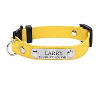 Yonsbox Collier pour Chat Detachable Personnalisé Anti Étranglement avec Grelot Clochette Identification Sécurité Reglable Collier Médaille Chat Petit Chaton Male Femelle Jaune avec Adresse Nom