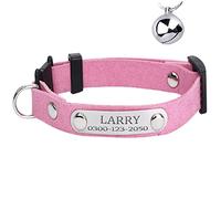 Yonsbox Collier pour Chat Detachable Personnalisé Anti Étranglement avec Grelot Clochette Identification Sécurité Reglable Collier Médaille Chat Petit Chaton Male Femelle Rose avec Gravure Nom