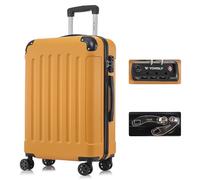 YONSLY Valise avec Serrure TSA et Fermeture éclair Premium, Coque Rigide, 4 roulettes, Poignée Télescopique (Orange, L)
