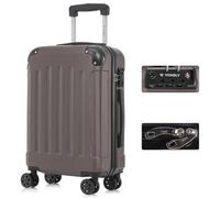 YONSLY Valise avec Serrure TSA et Fermeture éclair YKK, Coque Rigide, 4 roulettes, Poignée Télescopique (Marron, M)