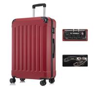 YONSLY Valise avec Serrure TSA et Fermeture éclair YKK, Coque Rigide, 4 roulettes, Poignée Télescopique (Rouge, XL)