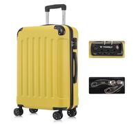 YONSLY Valise avec Serrure TSA et Fermeture éclair YKK, Coque Rigide, 4 roulettes, Poignée Télescopique (Jaune, L)