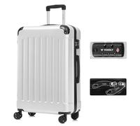 YONSLY Valise avec Serrure TSA et Fermeture éclair YKK, Coque Rigide, 4 roulettes, Poignée Télescopique (Argent, XL)