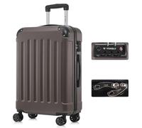 YONSLY Valise avec Serrure TSA et Fermeture éclair YKK, Coque Rigide, 4 roulettes, Poignée Télescopique (Marron, L)
