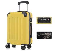 YONSLY Valise avec Serrure TSA et Fermeture éclair YKK, Coque Rigide, 4 roulettes, Poignée Télescopique (Jaune, M)