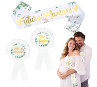Yontree Écharpe Future Maman Épingle Future Maman Futur Papa pour Baby Shower Gender Reveal Fête Prénatale Cadeau pour Bébé Fille Garçon Future Maman