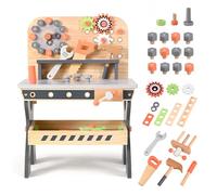 Yontwe Établi en Bois pour Enfants, Outils de Jeu Banc à Outils en Bois Multifonction Maintenance des simulations Tableau d'outils de démontage des vis et écrous pour Les 3 Ans et Plus