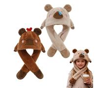 Yonuaret Bonnet oreilles mobiles pour - 2 pièces Capybara Coiffe Peluche - Bonnet chaud Accessoire photo | Pour les amateurs de cosplay Content Creators fêtes costumées festivals de musique Carnaval