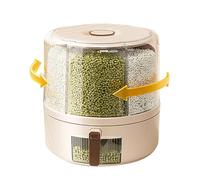 Yonuaret Distributeur De Céréales Rotatif, Distributeur De Nourriture Sèche À 6 Compartiments Boîte De Rangement Scellée À 360 ° Pour Grains Snacks Candy Organisateur De Cuisine Pour La Maison,L