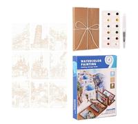 Yonuaret Kit aquarelle avec livre,Kit de Dessin Nomade de Poche,Cahier d'initiation à l'aquarelle | Pour artistes, étudiants, amateurs, débutants, cafés, parcs, road trips, randonnées, camping