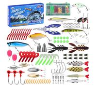 Yonuaret Kit De Pêche en Eau Douce - Ensemble Tackle pour Bar - 101 Leurres Cadeau Noël pour Débutants Enthousiastes Truite | Eau Douce Salée Lac Étang Rivière Côtière