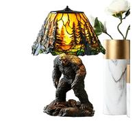 Yonuaret Lampe Animaux Rétro, Lampe De Table Animale Vitrail Faite Main Décor, Veilleuse LED Résine Chambre, Chevet Salon Bureau Table de Nuit