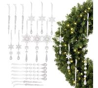 Yonuaret Ornements Flocons De Neige - Pendentif Décoratif Transparent 2D | Ornement Flocon De Neige De Noël,pour Monde des Neiges Salle De Classe Bureau Anniversaire Hiver Maison Fête