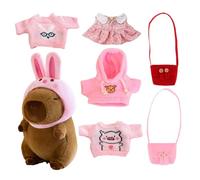 Yonuaret Peluche Capybara en Peluche, Peluche Capybara | 7X Peluches Mignonnes,Adorable Jouet de 9 Pouces, Comprend 1 Chapeau de Lapin, 4 Tissus, 2 Sacs, Cadeau pour Les âges