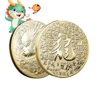 Yonuaret Pièce Dragon - Pièce de Collection d'insignes commémoratifs Dragon Double Face - de Monnaie Traditionnelle Chinoise, année Chinoise des pièces de Monnaie 2024, Ornements