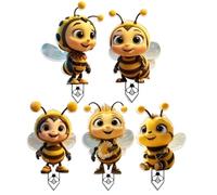 Yonuaret Pieu Décoratif Jardin, Piquets en Acrylique 2D Petites Abeilles pour Pots de Fleurs, Décorations d'art Extérieur et Faciles à Installer pour Pelouse Patio Terrasse et Pots de