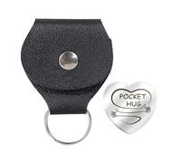 Yonuaret Porte-clés Pocket Hug,Porte-clés Pocket Hug - Pièce de cœur double face avec porte-clés en cuir - Pièce souvenir gravée en acier inoxydable, rappel d'amitié pour hommes et femmes