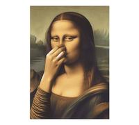 Yonuaret Tableau De La Joconde,50x70cm Collection Vintage Humoristique Et Fantaisiste Décoration Murale Pour Salle De Bains Humour Ancien Parodie De La Mona Lisa Pour Toilettes, Chambre, Résidence