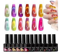 Yonuaret Vernis à ongles gel - Effet yeux de chat - 12 pièces - Pour femmes et - Pour la maison, le salon, les voyages, les mariages, les fêtes - Utilisateurs débutants
