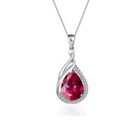 YONVUN 926 Collier en argent sterling Zircon cristal Pendentif Les larmes Poire Ovale Pierre Précieuse Rubis Saphir Émeraude Bijoux Cadeau pour Femme Maman Fille Petite amie