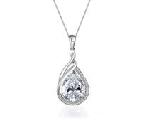 YONVUN 932 Collier en argent sterling Zircon cristal Pendentif Les larmes Poire Ovale Pierre Précieuse Rubis Saphir Émeraude Bijoux Cadeau pour Femme Maman Fille Petite amie