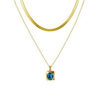 YONVUN Collier Pendentif Choker à couches séparées 18k plaqué or serpent chevrons chaîne empilable plate rectangle gemme cristal zircon collier Cadeau d’ensemble de bijoux Dainty