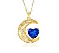 YONVUN cristal Zircon lune Coeur Pendentif nouvelle lune Collier | plaqué or 18k rubis saphir planète diamant bijoux cadeau pour femme maman fille petite amie