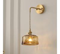 YOOCHUENG Lampe Murale en Verre Ambre,Appliques Murales Vintage,Luminaire Mural E27(Ampoule non Incluse),Applique Murale avec Interrupteur pour Salon Chevet Hall (Style B)