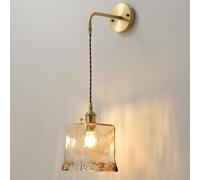 YOOCHUENG Lampe Murale en Verre Ambre,Appliques Murales Vintage,Luminaire Mural E27,Applique Murale avec Interrupteur pour Salon Chevet Hall D'entrée(Style C)