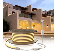 YOODI 10M Ruban LED, 220V Blanc Chaud Bandeau LED Lumineuse Flexible 120 LED/M, PVC Découpable Etanche IP65 Néons Bande pour Intérieur Extérieur Décoration, Inclus Adaptateur Secteur