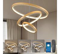 YOODI Suspension Luminaire LED Dimmable avec Télécommande & APP 50+35+20cm 3 Anneaux 45W 3000K-6000K Luminaire LED Suspendu Hauteur Maximale 150cm pour Salon, Cuisine, Restaurant