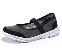 Yooeen Ballerines Femme Confort Mary Janes Chaussures Plates Ultra-léger Baskets Mode Chaussures de Sports Course Fitness Gym Athlétique Outdoor Noir 41 EU