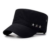 Yooeen Hommes Femmes Classique Casquette Army Armée Militaire Casquette Réglable Casquettes Vintage Casquette de Baseball 100% Coton pour Sports et Extérieur, Noir - Star, Réglable(56-62cm)